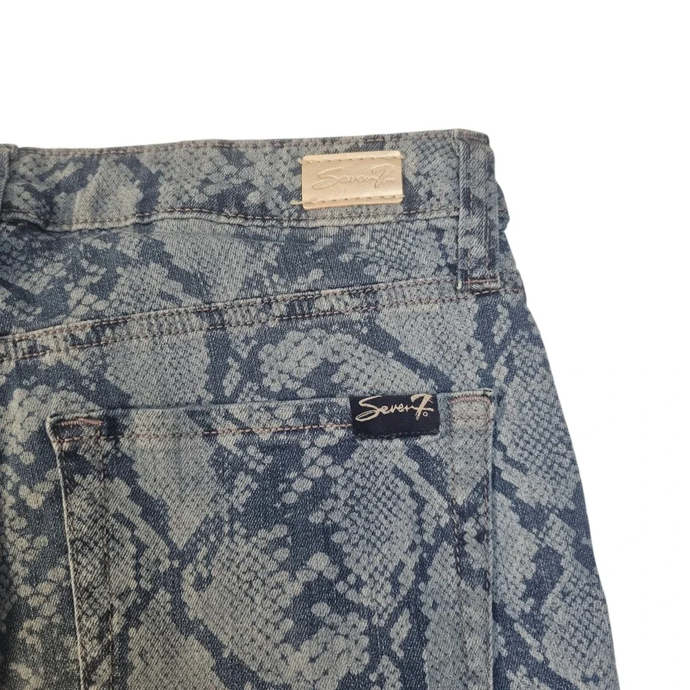 Seven7 Snakeprint Cut-Off Denim‎ Shorts Fray Raw Hem Stretch Casual Blue Size 8